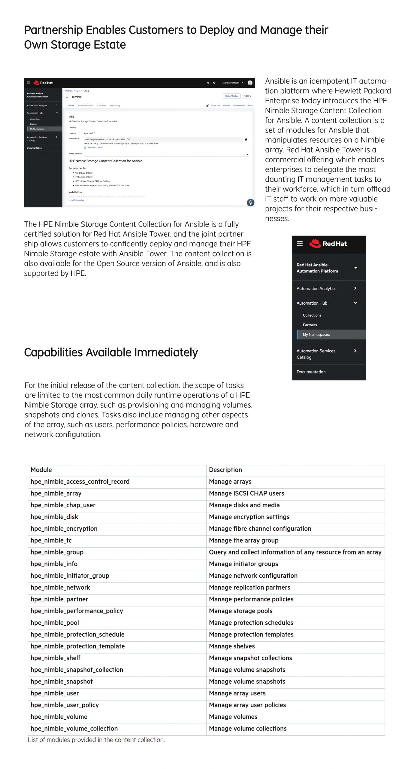 HPE Nimble Storage Content Collection for Ansible