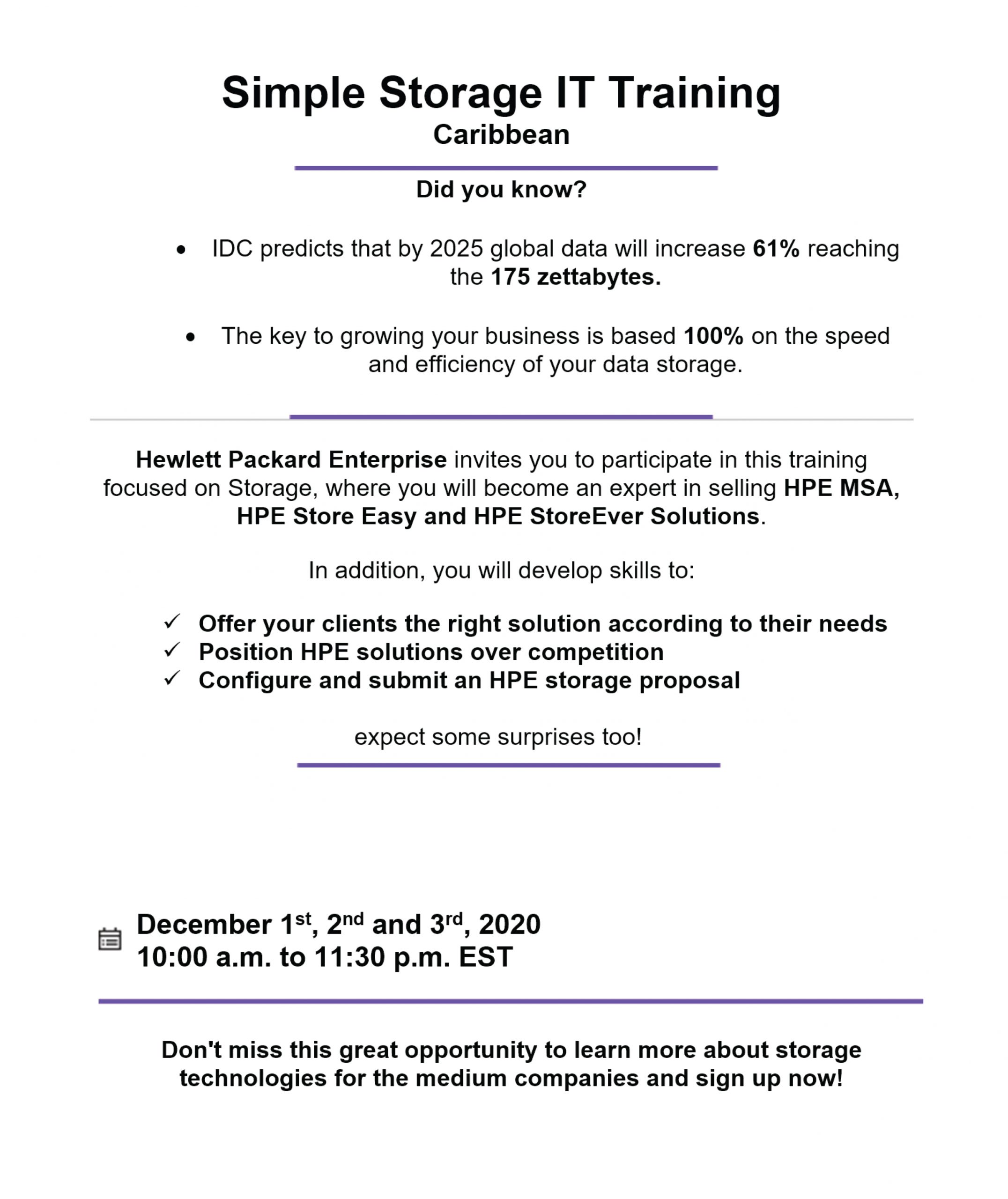 HPE Simple IT Storage Training.
